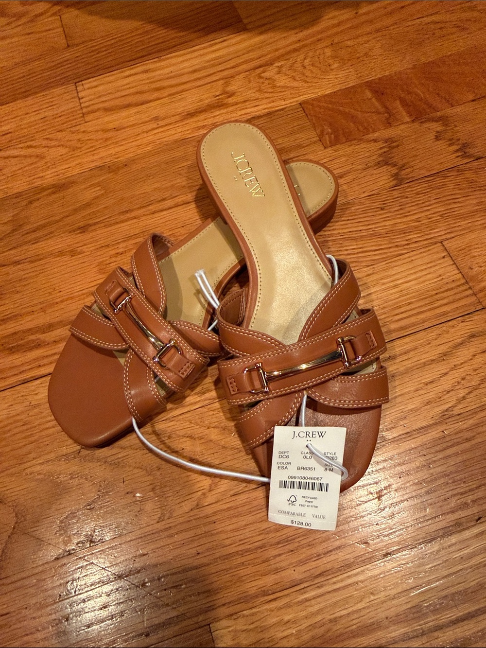 J. Crew Brown Leather Buckle Slide Mules - Picture 3 of 5